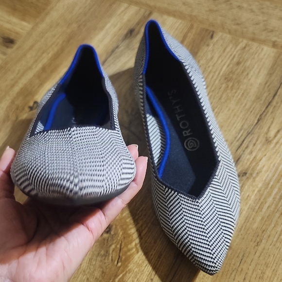 Rothy's Brown and White Herringbone Flats - Picture 6 of 12